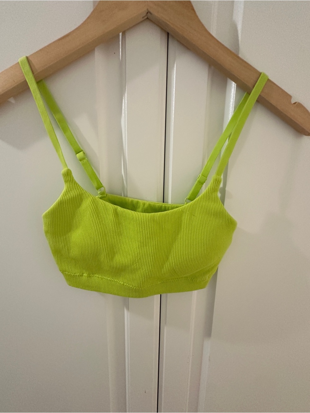 aerie Neon Lime Ribbed Adjustable-Strap Crop Top